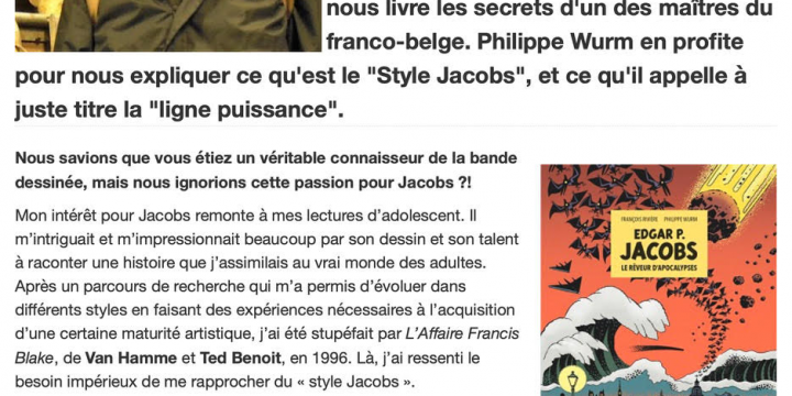Philippe Wurm : « Jacobs surprend toujours par la justesse de son travail. Il reste très contemporain »